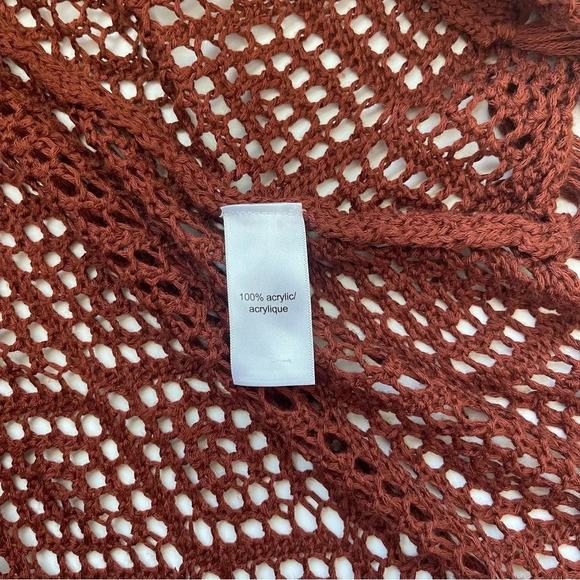 Maurices Rust Orange Fringe Sleeveless Open Knit Duster Cardigan Xsmall Women’s - Picture 9 of 10